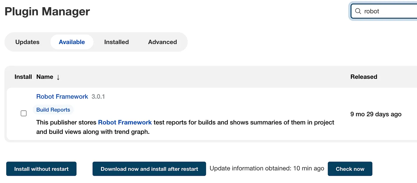 Install Robot Framework Plugin